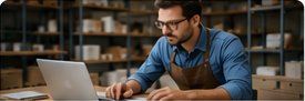 Freelancer organizing invoices and tax records on a laptop